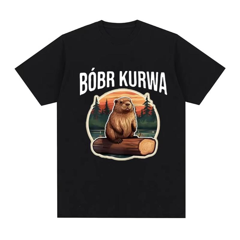 Bober Kurwa Bobr Tshirt Funny Meme Graphic Unisexs Women Fashion Hip Hop Short Sleeve Loose Tshirts Cotton Comfort T Shirt