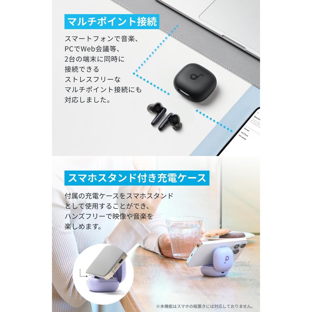 Anker Soundcore P40i (Bluetooth5.3) [Auricolari completamente wireless/Cancellazione del rumore Ultra 2.0/Connessione multipoint/Fino a 60 ore di riproduzione/PSE]