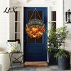 Outdoor Farmhouse Seasonal Decoration Harvest Festival Welcome Sign for Front Door, Rustic Wooden Hanging Autumn with Hemp Rope, Pumpkin Plaque