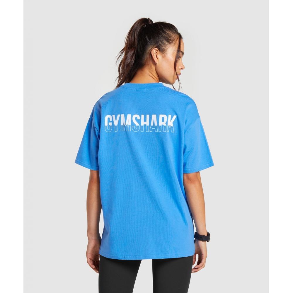 

GYMSHARK Fraction Футболка оверсайз Lats Blue B3A6L UCMM