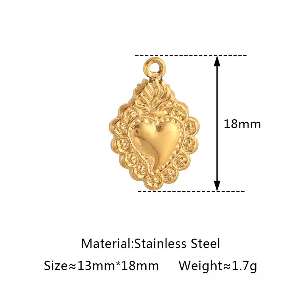 3Pcs Sweet Heart Charms Stainless Steel 3D Lucky Sacred Heart Pendants Handmade Jewelry Making Accessories DIY Necklace Earrings