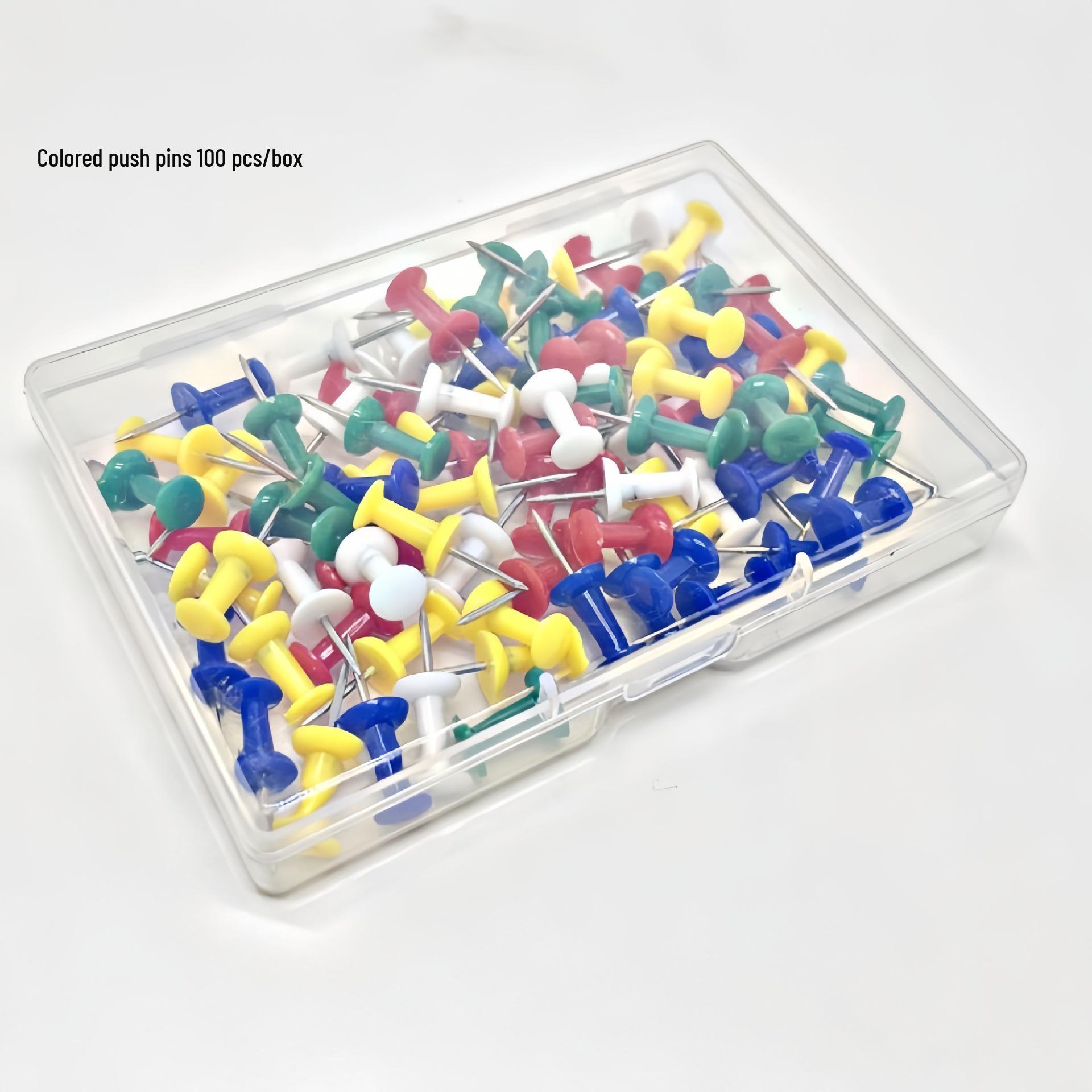 

Colorful U-Shaped Metal Push Pins for Cork Boards (Pack of 100) Box of 100