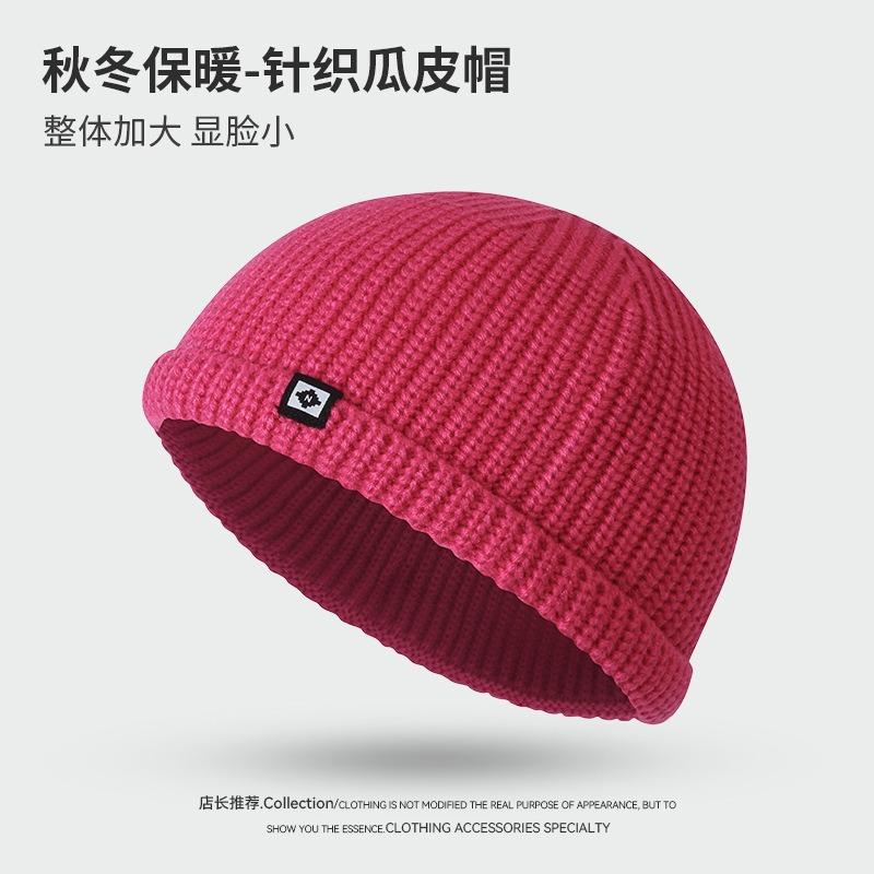 Patch small label wool hat casual versatile short brim street hip hop men's autumn and winter trendy melon rind hat