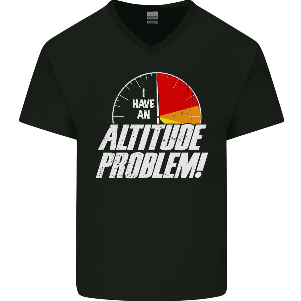 Altitude Problem Skydiving Freefall Funny Mens VNeck Cotton T-shirt M