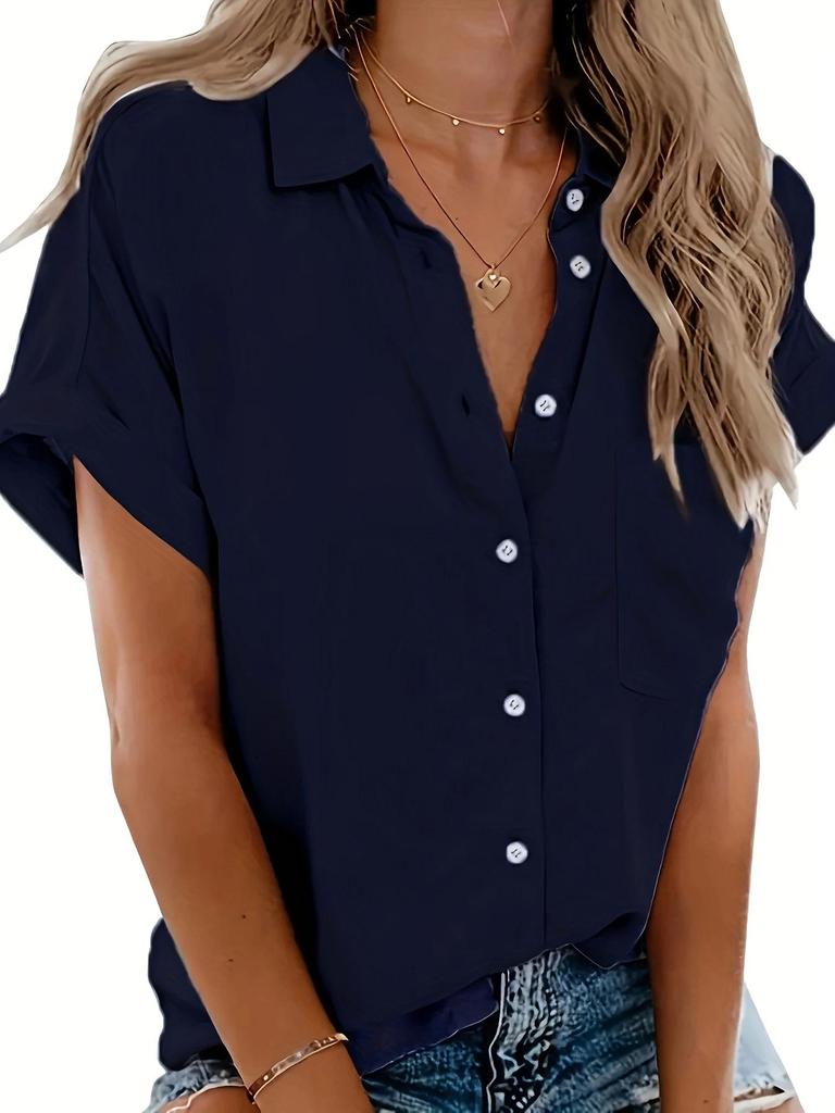 Women's 2025 Summer Exclusive Short-Sleeve Lapel Button-Down Shirt