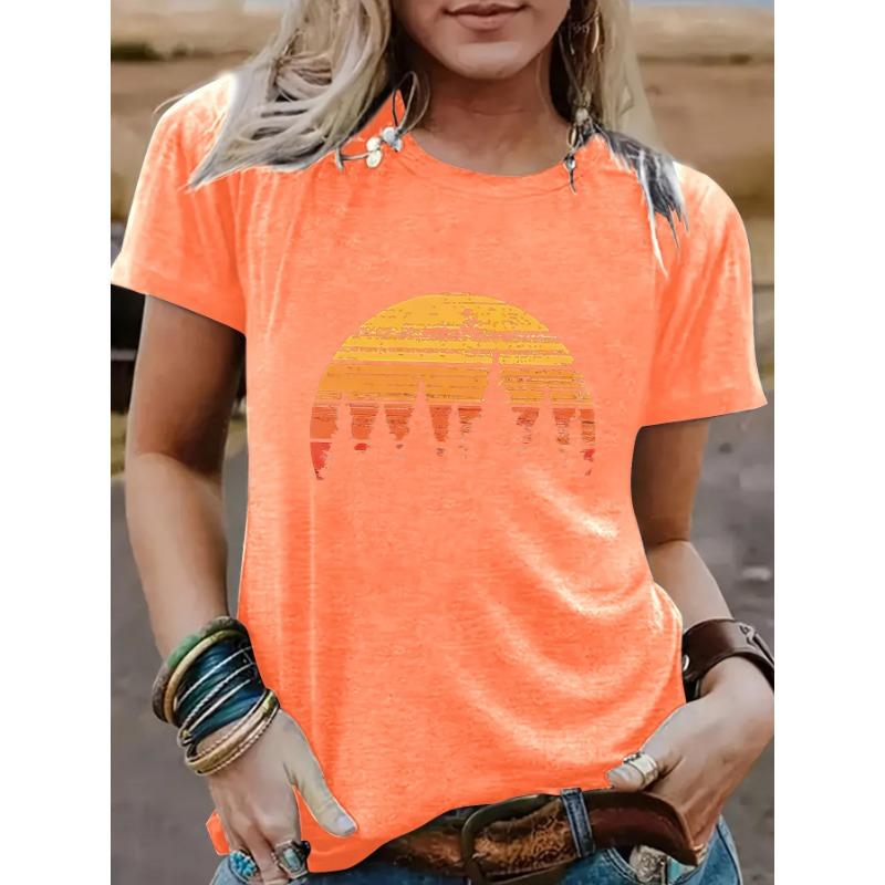 YYFS Modne damskie bluzki i koszule na co dzień, letnie, wiosenne, z krótkim rękawem i dekoltem w kształcie litery O