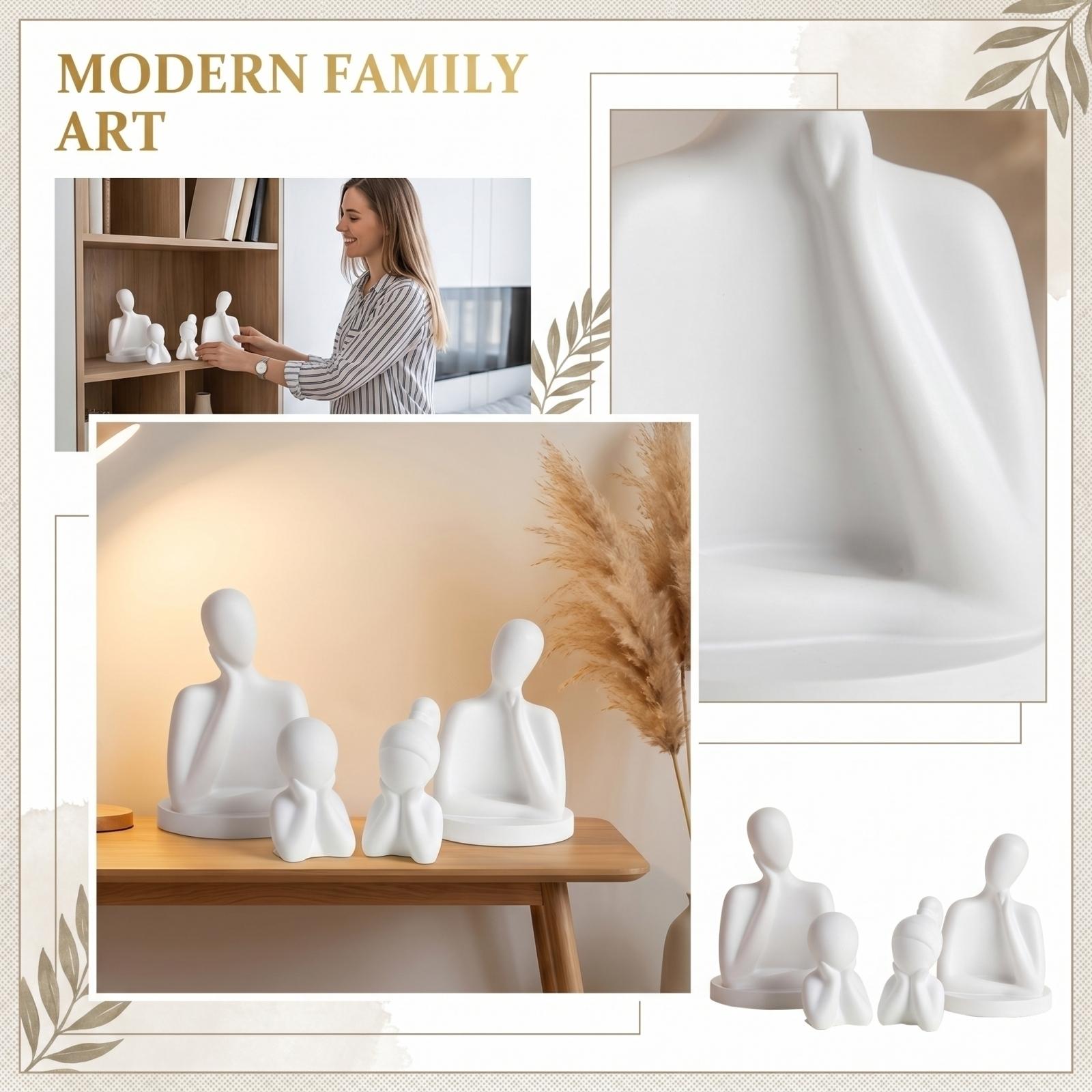 

4PCS Abstract Human Figure Sculptures Modern Home Decor Minimalist Tabletop Art Figurines Creative Decorative Objects for Living Room Office one size белый