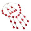 Natürlicher Italienischer Roter Korallen Edelstein 925 Sterling Silber Schmuck Halskette 18" ASN-6070