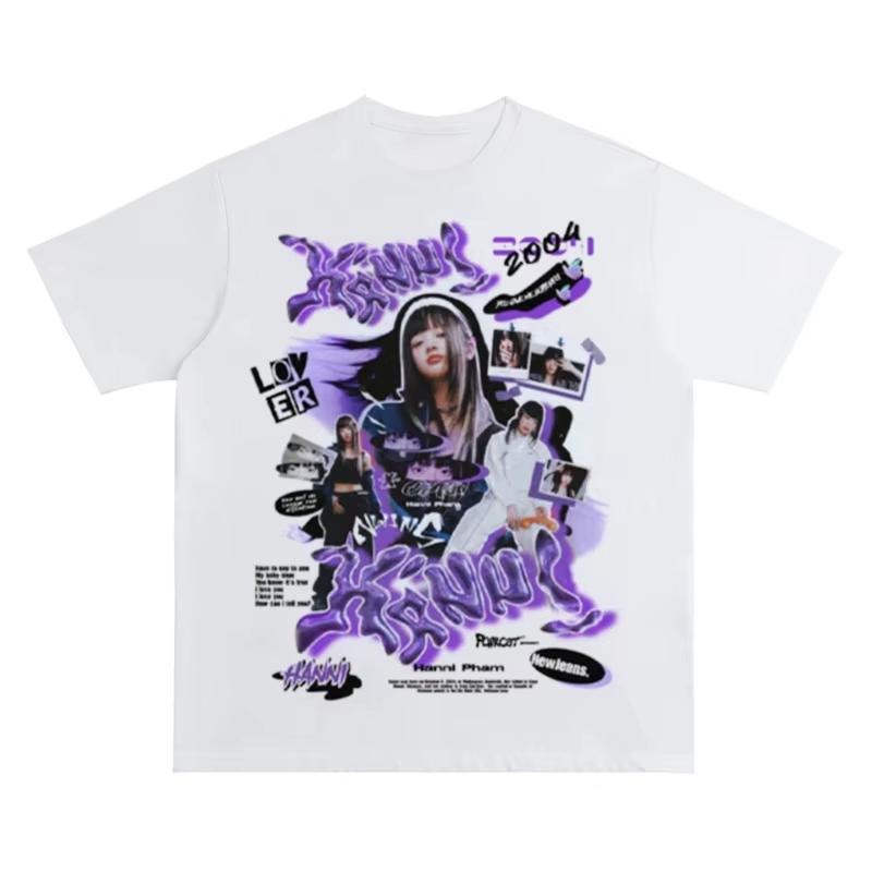 2025 NEW JEANS Gruppo Coreano di Ragazze T-shirt Stampata MINJI HAERIN HANNI DANIELLE HYEIN Maglietta Oversize Abbigliamento Unico in Cotone