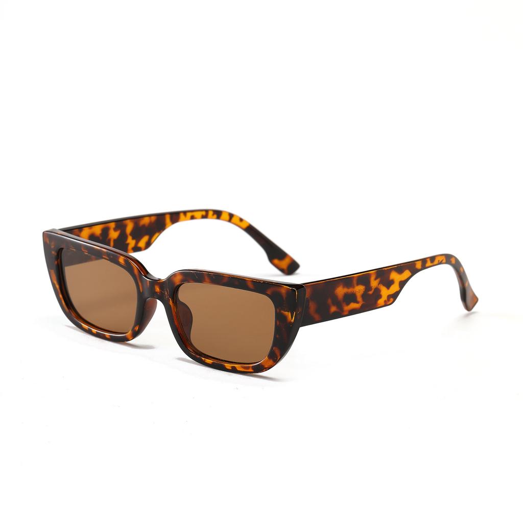Glasses 95137 Square Small Frame Tortoiseshell Sunglasses Women'S Retro Matte Tea Sunglasses Men