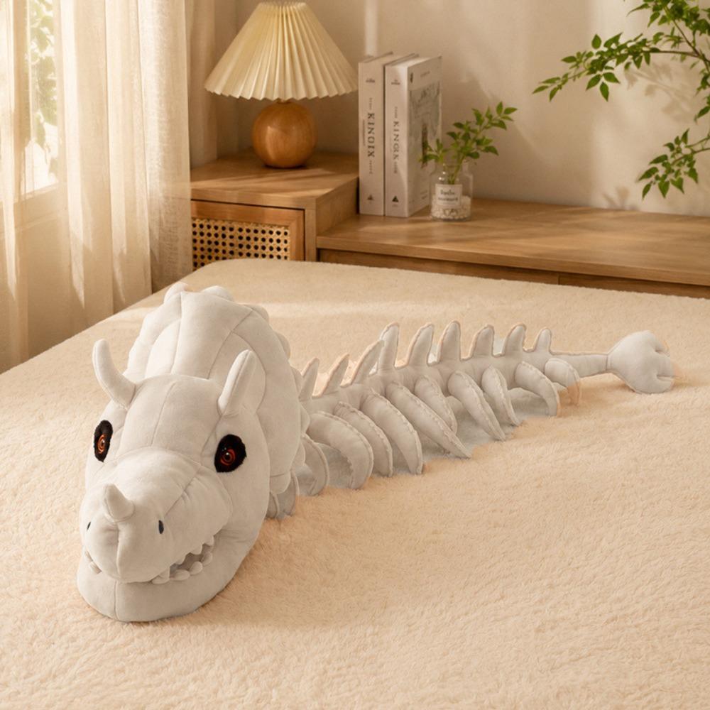 Breathable Dinosaur Skeleton Costume Soft Cosplay Dinosaur Head Hood Dinosaur Plush Hat Party 80 cm/31.50 in белый