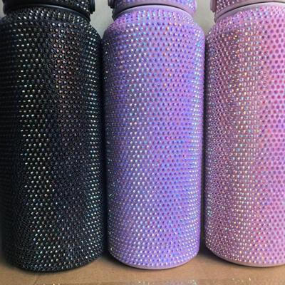 New Stainless Steel Thermos Cup High Appearance Level Gradient Color Inlaid Diamond Water Cup Outdoor Portable Car Cup