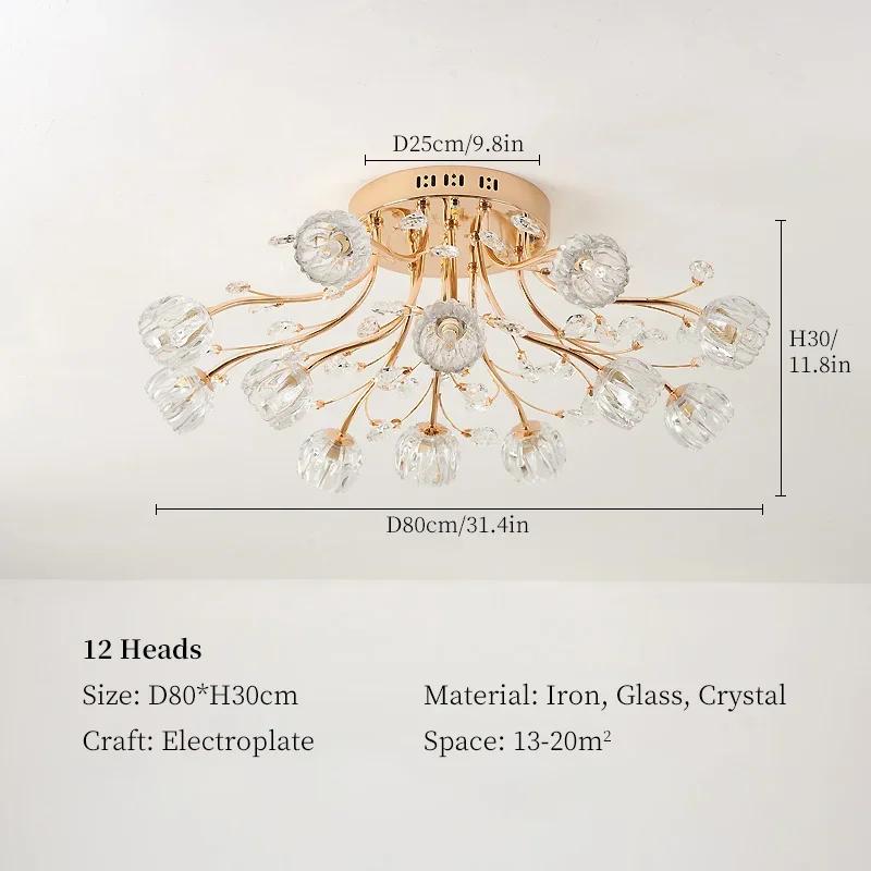 2024 New Living Room LED Ceiling Light Glass Flower Ceiling Light Nordic Room Decoration Bright Colors Bedroom Crystal Light