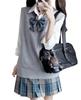 Uniforme Cosplay de Menina do Ensino Médio QOOLY com Colete de Tricô e Xadrez Perfeito para Cultura Escolar e Vestibular Tamanho P Gola V Saia, Festivais,