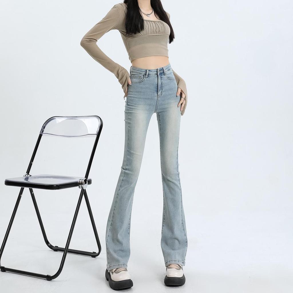 Women's High Waist Flared Jeans: Spring & Autumn Korean Retro Style