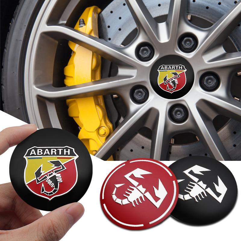 4pcs 56mm Wheel Center Hub Cap Emblem Badge Stickers Car Stying for Abarth 124 500 Grande Punto Spider 500C 595C 695C Evo