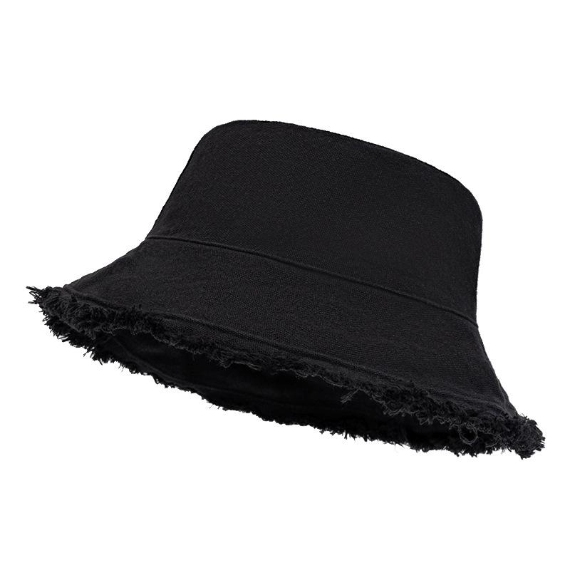 

Cotton Basin Hat Solid Color Denim Fisherman Hat Women s Summer Sun Hat чорний