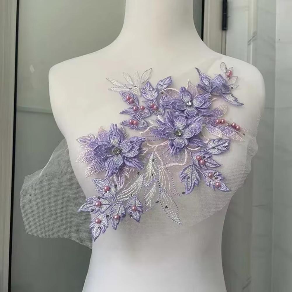Luxury 3D Flower Patch Flower Embroidery Flower Embroidered Patches  Bridal Gown Decor