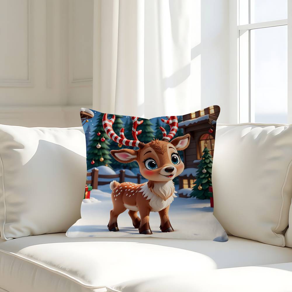 Weihnachts Rentier Kissenbezug Abnehmbarer Waschbarer Kissenbezug – Ganzjahresweichleinen