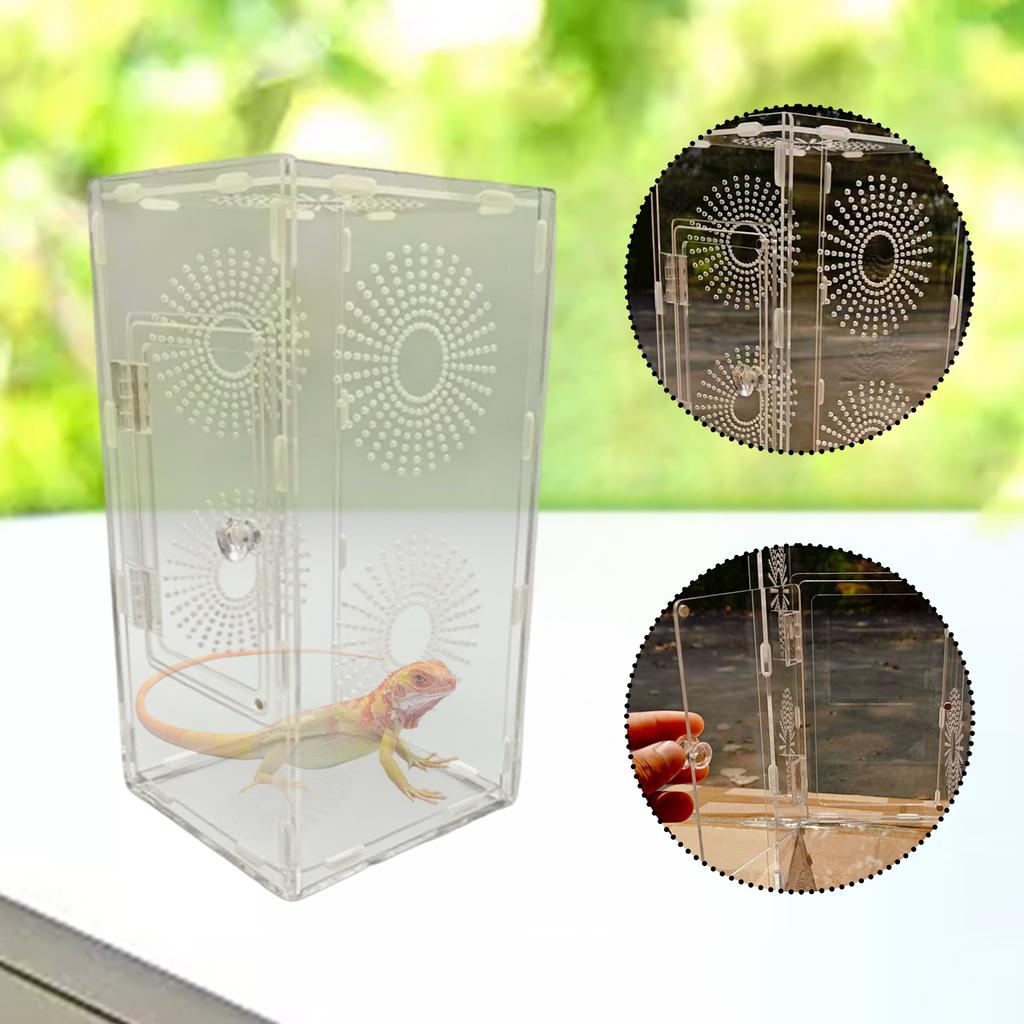 Transparent Acrylic Jumping Spider Enclosure Mantises Terrarium Geckos Insect Breeding Box for Small Animals Hatching Case