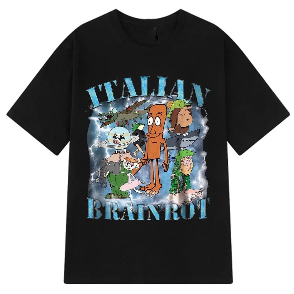 

Italian Brainrot Tralalero Tralala Tung Tung Tung Sahur Bombardiro Crocodilo Brr Brr Patapim Funny Meme T-shirt Men Women Tshirt S чёрный