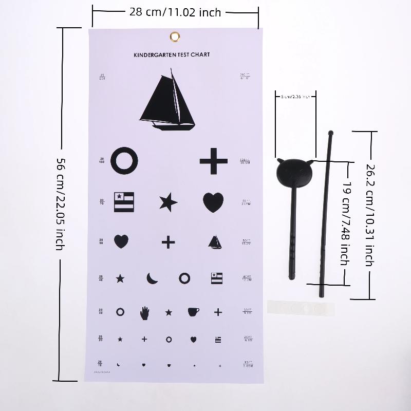 PVC Snellen Eye Chart Kindergarten Low Vision Eye Test Charts Eye Exam Tool With Point Stick Occluder
