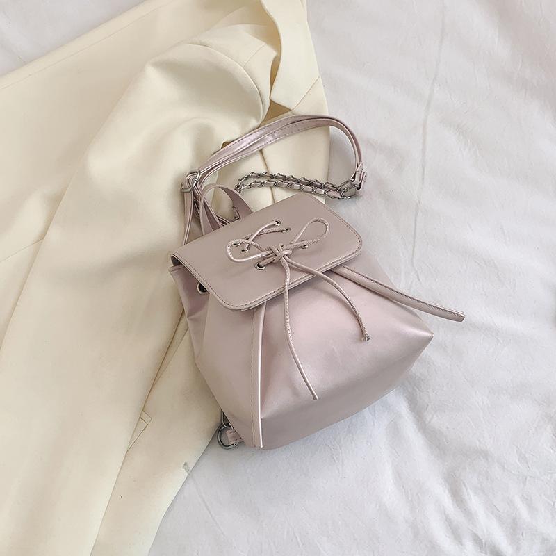 Solid Color Texture Simple Bow Casual Bag Spring New Versatile Ins Women's Backpack Women's Bag