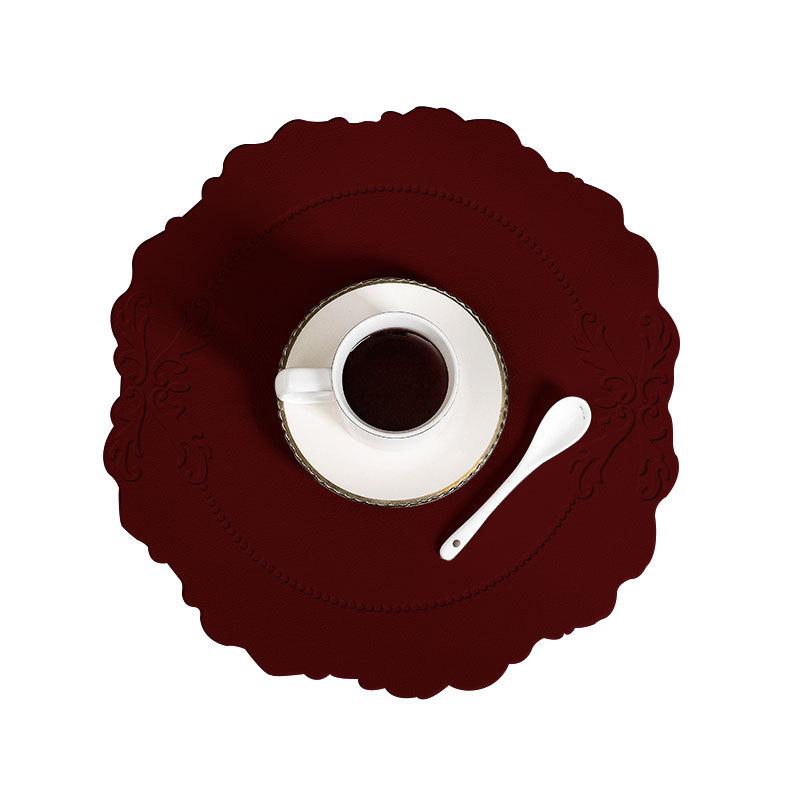 Leather Placemat Ins Wind Retro Dining Table Mat European Creative Thermal Insulation Mat Nordic Waterproof and Oil-proof Western Dining Mat