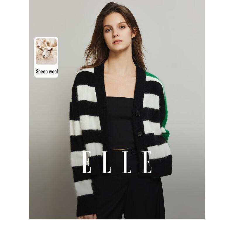 ELLE Gestreifter Strick-Cardigan für Damen