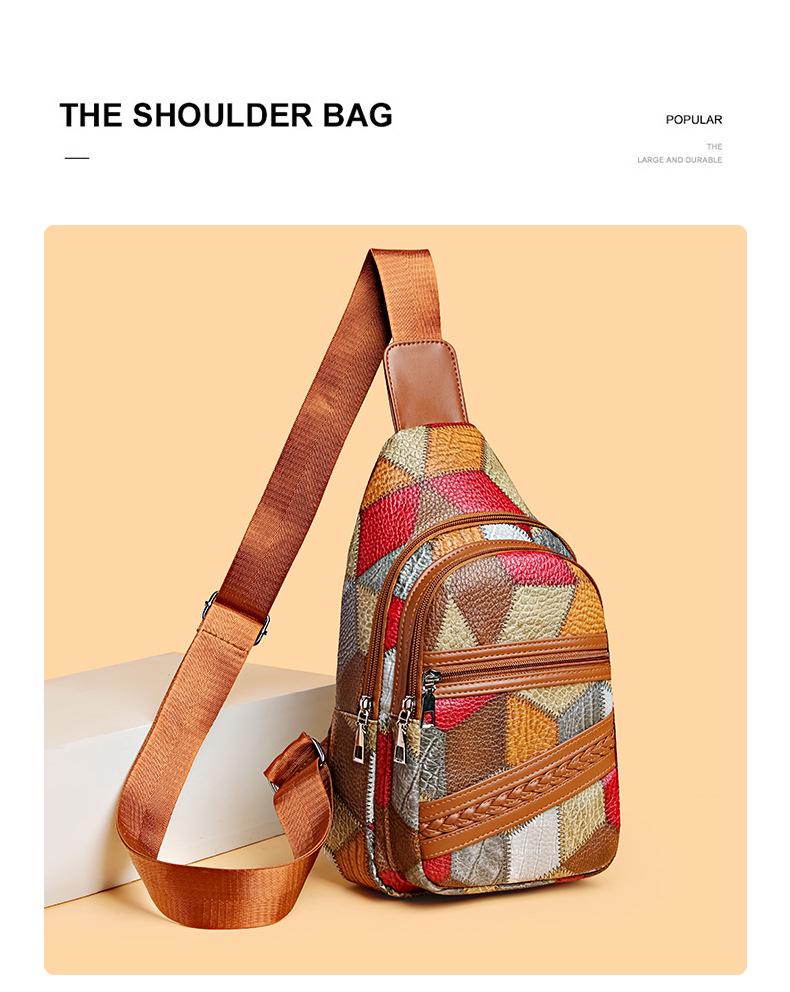 Fashionable Women's Versatile Shoulder & Chest Bag - Stylish Contrast Leather Small Backpack