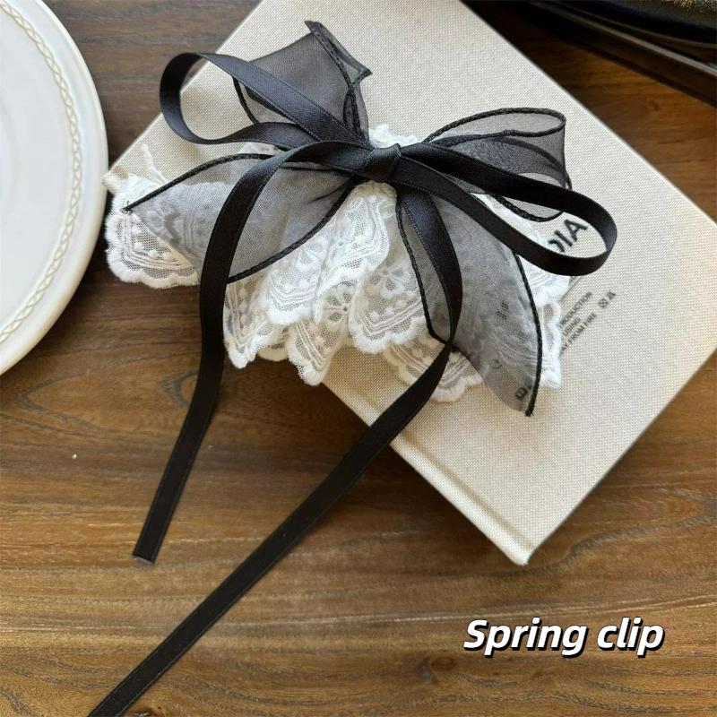 

Белая кружевная заколка для волос в виде хвостика с цветком во французском стиле для женщин, девушек, милые заколки-крабы для волос, головной убор, универсальные аксессуары для волос