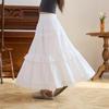 Girls' Long High Waist Lace Cake Skirt - White Spring/Autumn 2025