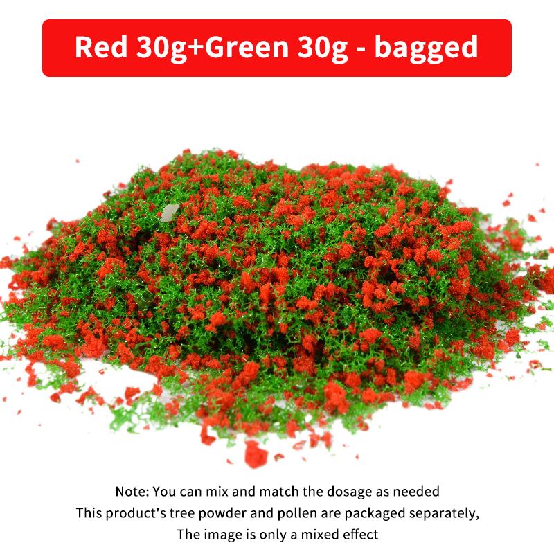 DIY Sand Table Static Grass Powder 60g Realistic Flocking Material for Model Railroad Military Dioramas Landscaping Craft Red Green