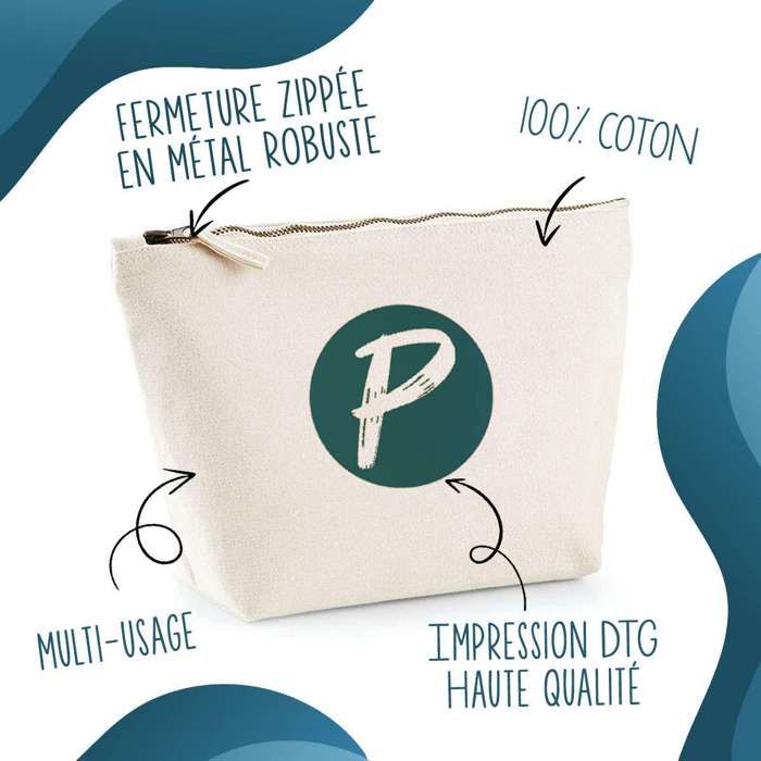 Pochette - La Factrice - Trousse à accessoires - Coton 100% - Zippée - 28cm x 19cm x 9cm