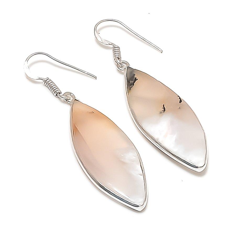 

Натуральный российский дендритовый драгоценный камень, серьга из стерлингового серебра 925 пробы, 2,17 c0Y55