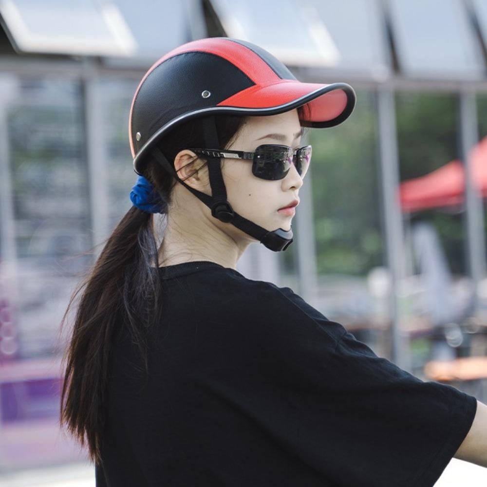 Adjustable Strap Motorcycle Half Helmet Safety Cycling Helmet Light Bike Hard Hat  Summer