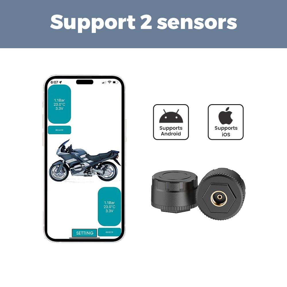 

Navifly For Apple IOS Android System Phone display Car TPMS BT Tire Pressure Support Car Monitoring Motorcycl tricycle System TY05-Motorcycle-2PCS