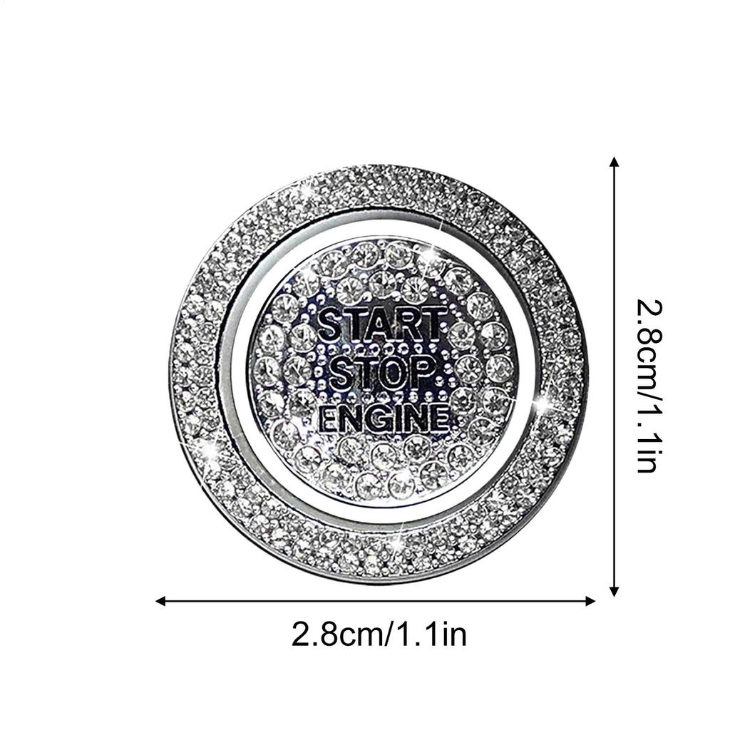 Car Start Button Cover Rhinestone Ring Decals Precision Adhesive Push To Start Button Cover Key Ignition Knob Bling Ring Decals
