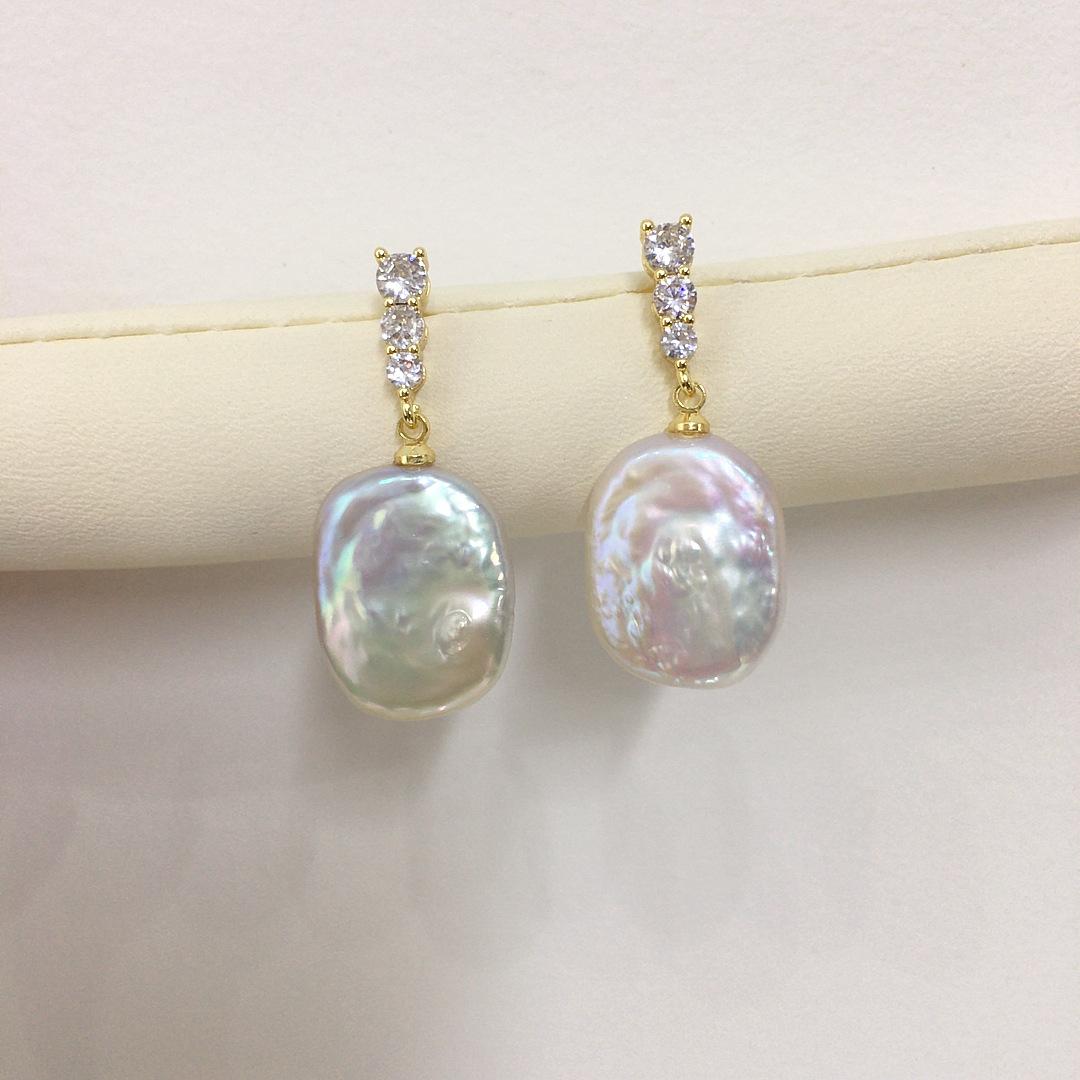 

Real freshwater pearl earrings for women,classic 925 sterling silver earrings birthday gift золотий