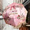 1pc Princess Flowers Automatic Folding Umbrella, Heavy Duty 8 Rib Iron Frame,  Suitable for Travel, Daily Use, Birthday, Decor Gift M0104039