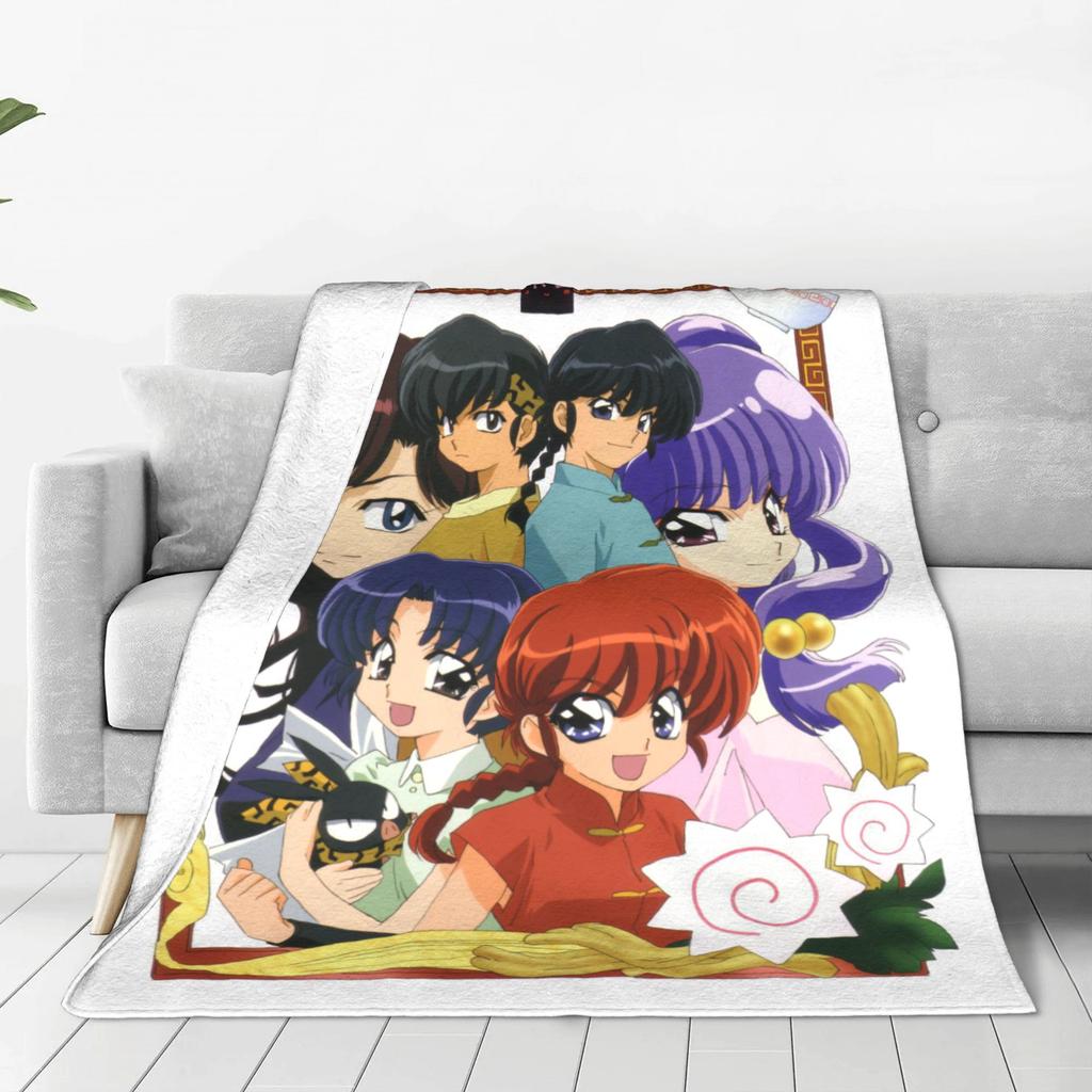 Ranma And Akane Tendo Blanket Fleece  Winter  Portable Soft Throw Blankets for Sofa Couch Bedding Throws,