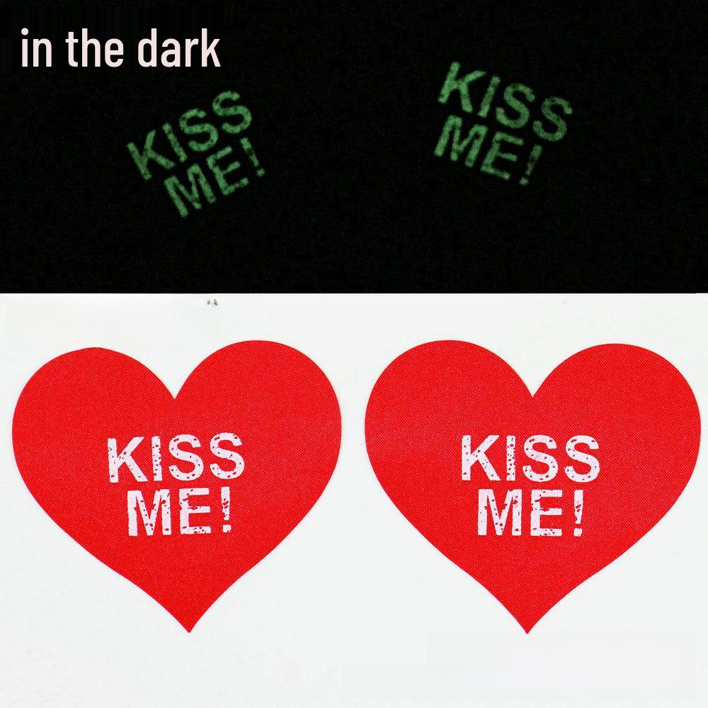 Luminous X-shaped Heart Nipple Covers - Black, Rose Red, White