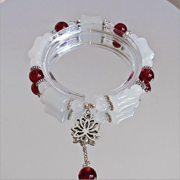 Clear Lotus Beaded Bracelet: Chinese Style Light Luxury Versatile Jewelry for Women