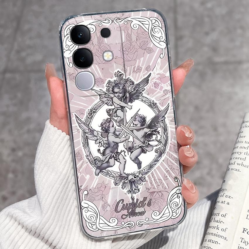 Shockproof Silicone Phone Cases For Vivo Y29 Y29s Y28 Y27 Y27t Y22 Y22s Y21 Y21e Y21s Y20 Y20i Beautiful Lavender Pattern Clear Covers For Vivo Casing