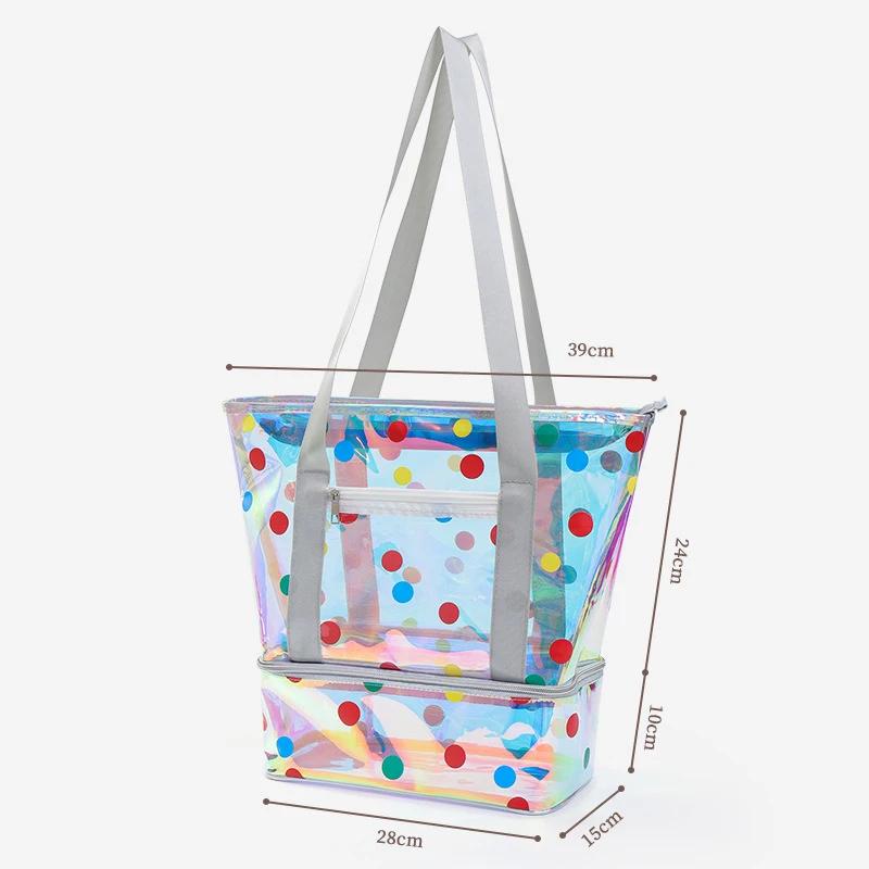 

Large Capacity Waterproof Women s Tote Bag Colorful Transparent Casual Shoulder Handbag for Summer Beach Swimming Versatility