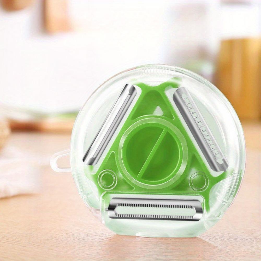 

Овощечистка для яблок «3 в 1» Многофункциональные лезвия с кнопкой для легкого переключения | Нескользящая ручка | Кухонная овощечистка из нержавеющей стали для фруктов и овощей 3 In 1 Green