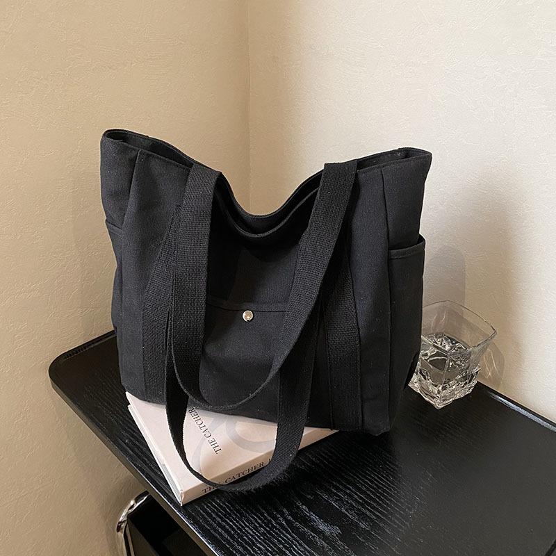 Large-capacity Casual Canvas Bag Women's New Literary and Simple Shoulder Bag Versatile Commuter Class Bag
