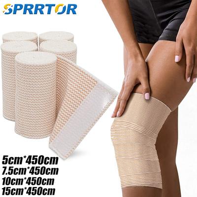 1 Rolle Premium Elastische Binde, Baumwolle Latexfrei Kompressionsbinde mit Selbstverschluss, Unterstützung & Erste Hilfe für Sport