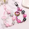 Portachiavi Cuore Carino Lanyard Trendy con Perline Color Caramella Cordoncino da Appendere per Custodia Telefono Decorazione Borsa Auto Zaino Ciondolo con Perline