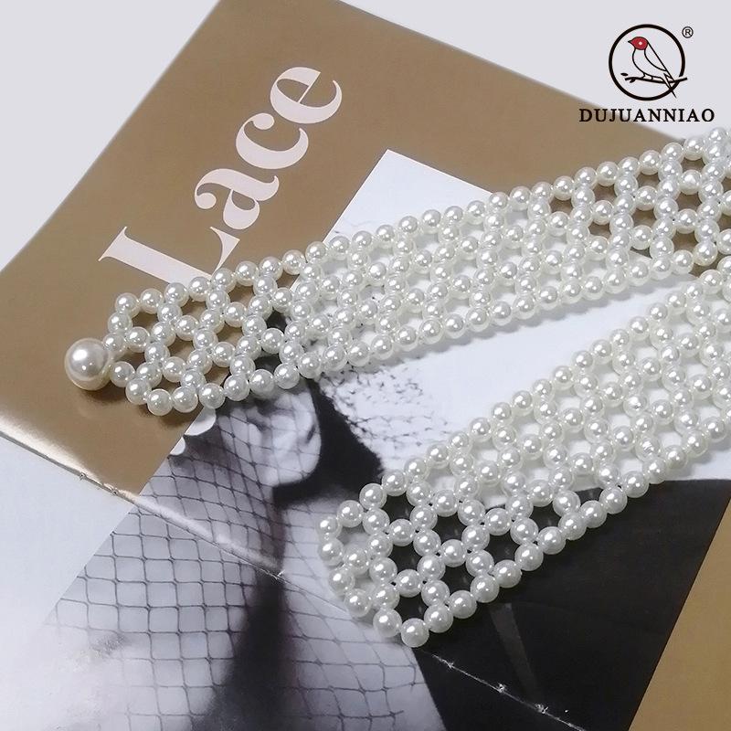 Wide Version Of Pearl Women'S Belt Simple And Elegant With Skirt Dress Elastic Elastic Chain Women